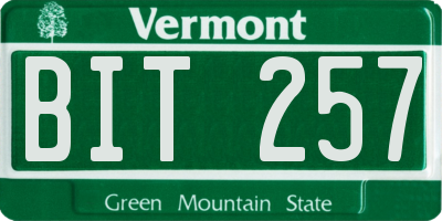 VT license plate BIT257