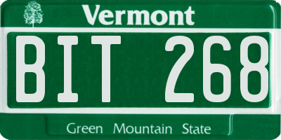 VT license plate BIT268