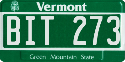 VT license plate BIT273