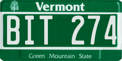 VT license plate BIT274