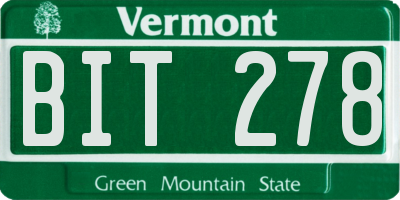 VT license plate BIT278