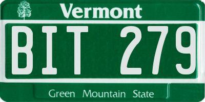 VT license plate BIT279