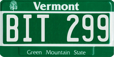 VT license plate BIT299