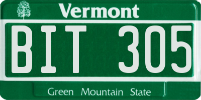 VT license plate BIT305