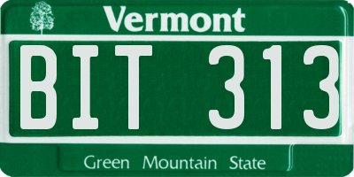 VT license plate BIT313