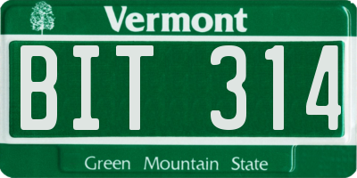 VT license plate BIT314