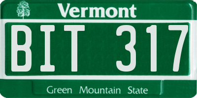 VT license plate BIT317