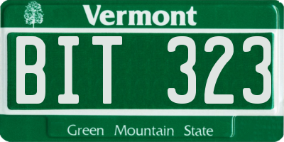 VT license plate BIT323