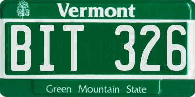 VT license plate BIT326