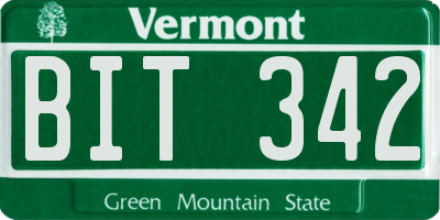 VT license plate BIT342