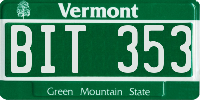 VT license plate BIT353