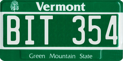VT license plate BIT354