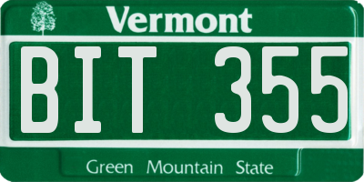 VT license plate BIT355