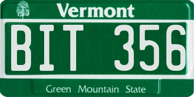 VT license plate BIT356