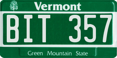 VT license plate BIT357