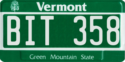 VT license plate BIT358