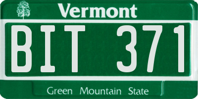VT license plate BIT371