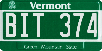 VT license plate BIT374