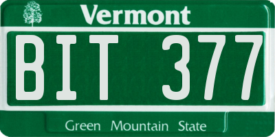 VT license plate BIT377