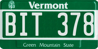 VT license plate BIT378