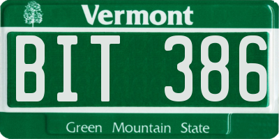VT license plate BIT386