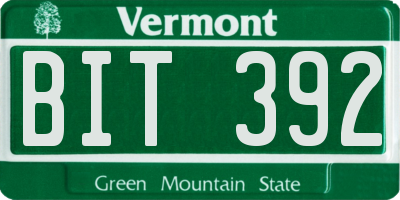 VT license plate BIT392