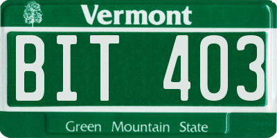 VT license plate BIT403
