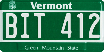 VT license plate BIT412
