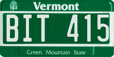 VT license plate BIT415