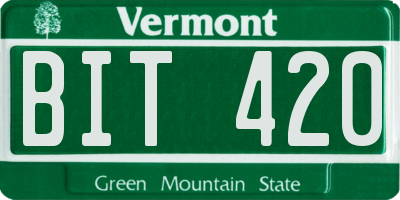 VT license plate BIT420
