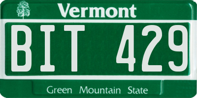 VT license plate BIT429