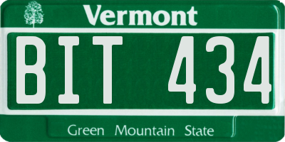 VT license plate BIT434