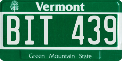VT license plate BIT439