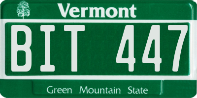 VT license plate BIT447