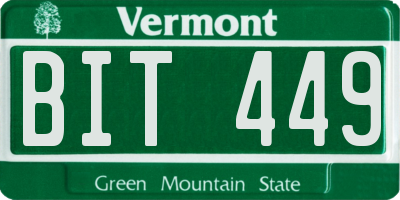 VT license plate BIT449