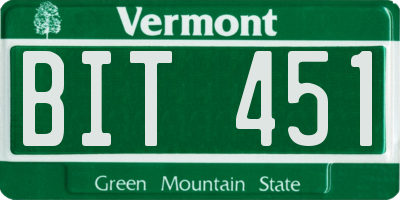 VT license plate BIT451