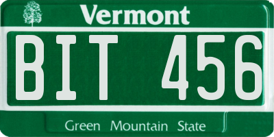 VT license plate BIT456