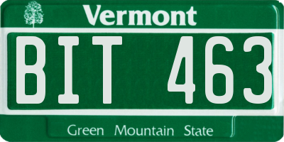 VT license plate BIT463