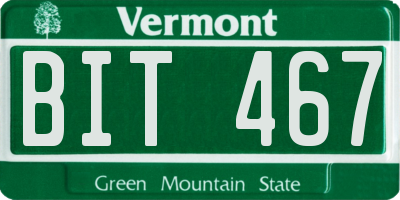 VT license plate BIT467