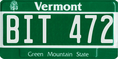 VT license plate BIT472