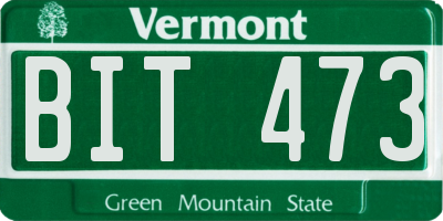 VT license plate BIT473
