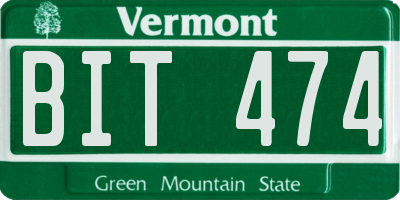 VT license plate BIT474
