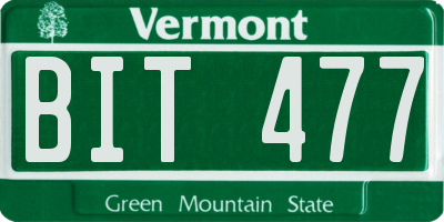 VT license plate BIT477