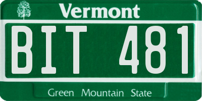 VT license plate BIT481