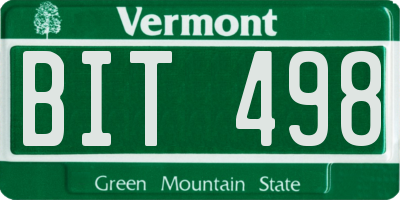 VT license plate BIT498