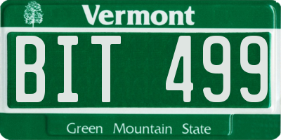 VT license plate BIT499