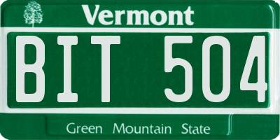 VT license plate BIT504
