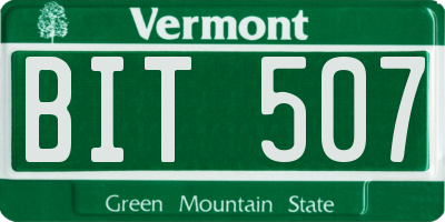 VT license plate BIT507
