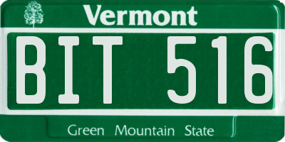 VT license plate BIT516