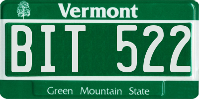 VT license plate BIT522